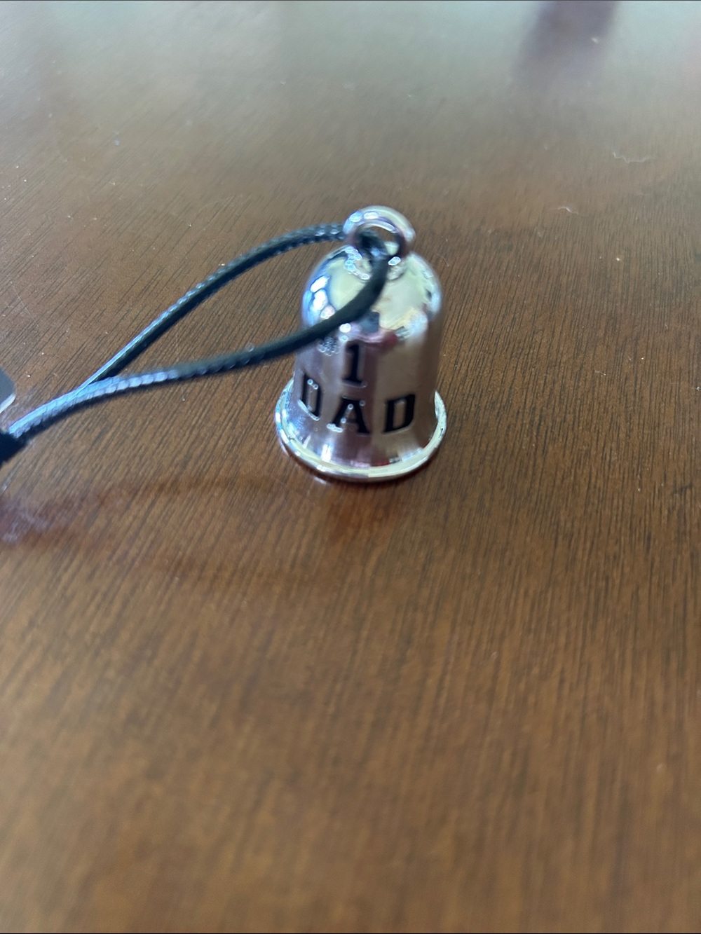 Harley-Davidson Silver Bell Charm with Black Cord #1 Dad